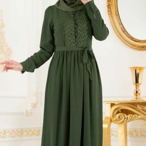 ((Sold out)) Green long sleeve maxi dress abaya